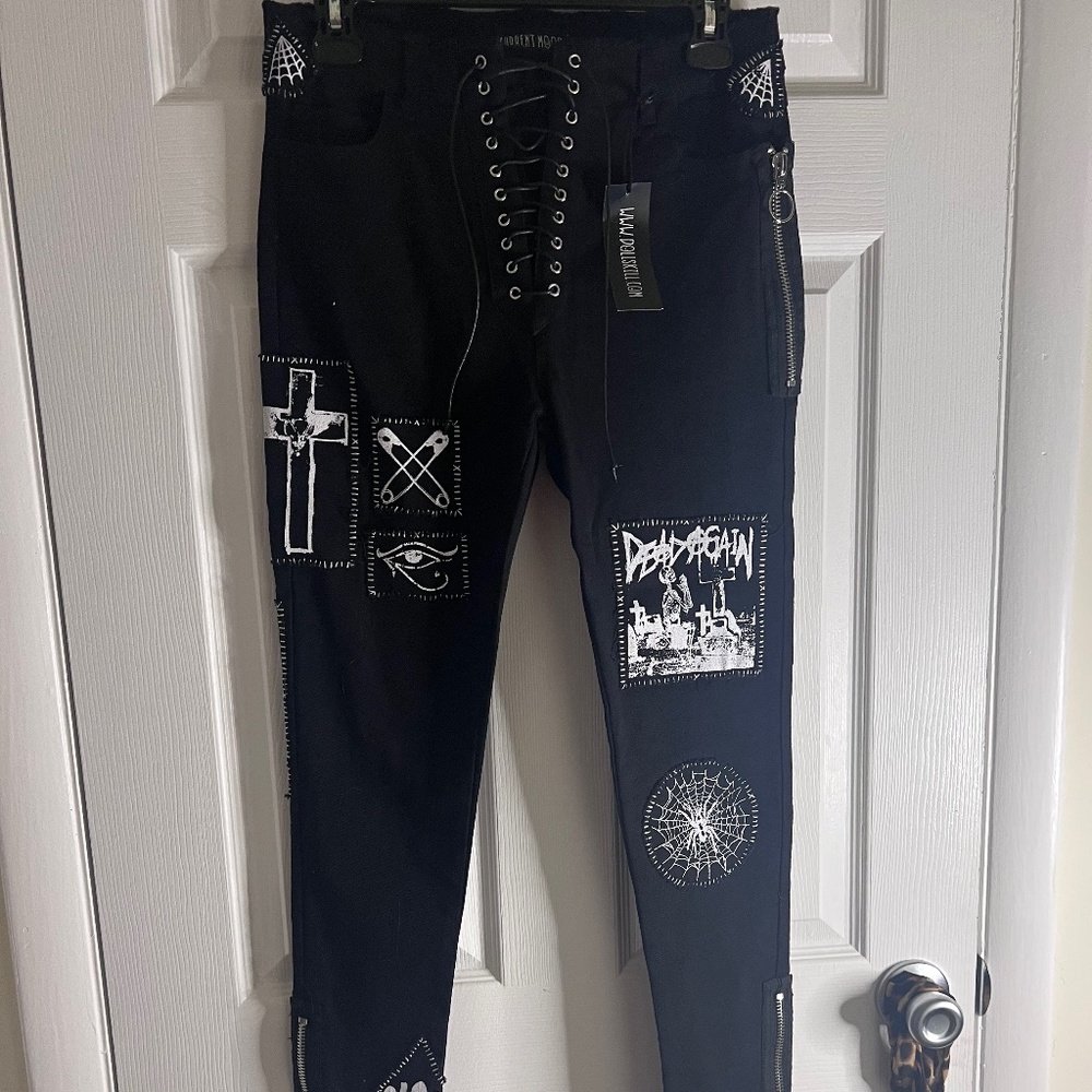 Dolls Kill Goth Patchwork Jeans